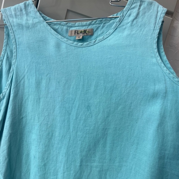 Flax Tiffany Blue Linen Asymetrical Contemporary Minimalist Tank Top Medium - Picture 2 of 9